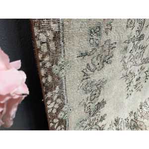 Alfombra de 3.6x7.2 pies, Alfombra Turca, Alfombra Floral de Lana Gris Vintage - Product Image 4
