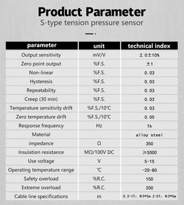 Cella di carico tipo S 1t 2t 3t 5t 7t pressione pressione di compressione sensore S tipo cella di carico - Product Image 6