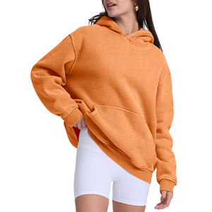 เสื้อมีฮู้ดขนาดใหญ่พิเศษสำหรับผู้ชายและผู้หญิงผ้าฝ้าย100% ลำลองซักด้วยกรดโลโก้ตามสั่ง - Product Image 3