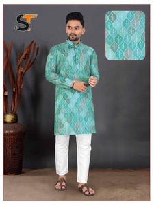 Conjunto de pijama de algodón de la mejor calidad para hombre, ropa tradicional india, de seda, con Secuencia - Product Image 4