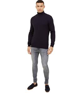 Último Diseño en Jeans para Hombre, Corte Recto, Calidad Premium, Color Gris Oscuro, Cierre de Cremallera, Ajuste Slim, Estilo Desgastado Ligero, Botones en la Parte Media - Product Image 4