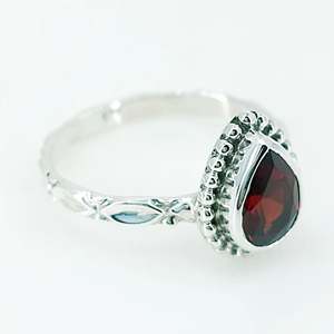 925 Sterling <b>Silver</b> Handmade <b>Ring</b> with <b>Garnet</b> Pear Cut Boho January Birthstone Jewelry Perfect Gift for Her Birthday Anniversary - Product Image 3