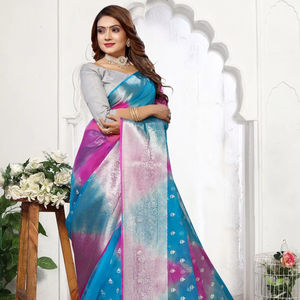 Saree de travail de broderie en soie organza doux de créateur dernier cri par FabZone - Product Image 1