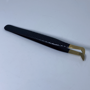 แหนบถอนขนตาสแตนเลสสีดำและสีทองแหนบสำหรับดัดขนตาแบบตรง - Product Image 4