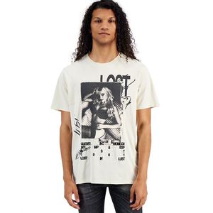 T-shirt GUESS da uomo oversize a maniche corte con stampa grafica, girocollo, beige, 100% cotone jersey, fantasia a tinta unita - Product Image 1