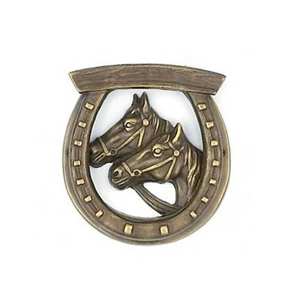 Heurtoir de porte à tête de cheval en laiton fini mat Poignée de porte en laiton massif avec éléments décoratifs - Product Image 1