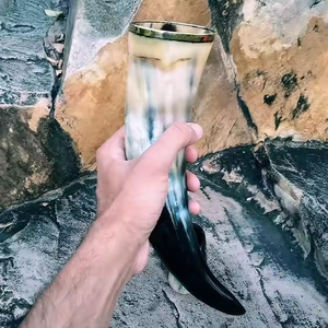 Corne à boire Viking Qualité indienne Naturel Logo personnalisé Noël Inde par artisanat en croissant - Product Image 3