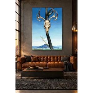 Impresión en lienzo de Fida Georgia O'Keeffe con diseño de cráneo de ciervo y montaña Pedernal - Product Image 2