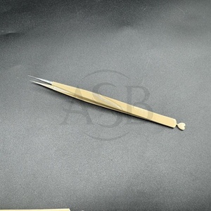 Pince à épiler d'extension de cils en forme de cœur mince et droite avec logo personnalisé brun nu durable en acier inoxydable japonais prise solide - Product Image 1