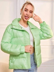 Women's Premium Quality Winter Warm Thick Puffer <b>Jacket</b> with Custom Logo Design New Style Breathable Woven Hooded 100% Polyester - Product Image 3