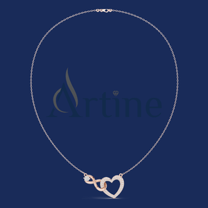 Colliers élégants en forme de cœur avec pendentif en diamant imité éblouissant Colliers exquis pour femmes Colliers CZ plaqués argent pour fête de mariage - Product Image 1