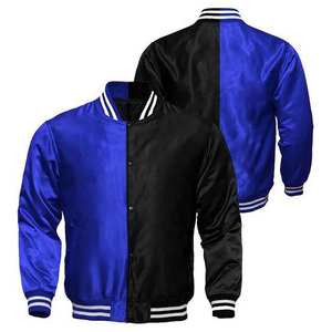 Veste universitaire pour homme en satin et toile, personnalisable OEM, à contraste de couleurs, avec design de lettres sur le devant, imperméable et coupe-vent, couleurs personnalisables - Product Image 6