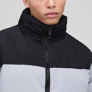 Veste d'hiver pour hommes avec logo personnalisé en gris avec décoration en fourrure Nouveau design Bouffant dissimulé Élastique saisi Chaleur extrême - Product Image 2