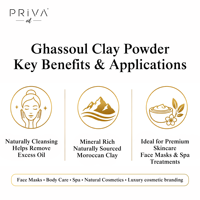 Poudre d'argile Ghassoul biologique PrivaOil du Maroc EcoCert 200g Anti-âge Blanchissant Visage Corps Mains Vente en gros