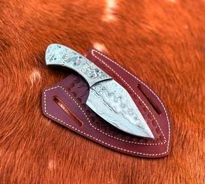 Couteau de chasse Dewdrop en acier Damas à lame pleine, style japonais, fabriqué au Pakistan, personnalisé - Product Image 5