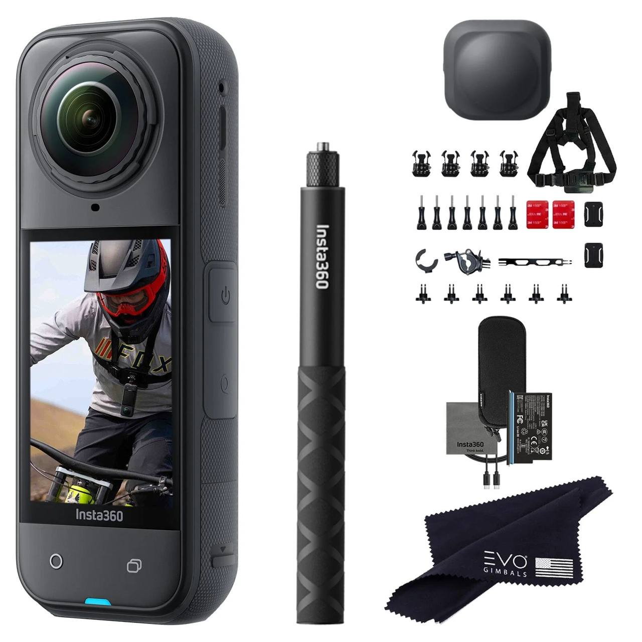 Новый Insta360 X5 Базовый комплект 8K Водонепроницаемая 360 экшн-камера с 1 l1.28 48MP сенсорами, 72MP, включает в себя селфи-палку, крышка объектива 1 ТБ