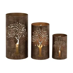 Portavelas Votivo de Hierro Forjado con Acabado Cobre Antiguo, Diseño Árbol de la Vida, Hecho a Mano, Linterna Rústica de Mesa, Resistente al Calor, Ecológico J N - Product Image 3