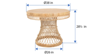 Table à manger ronde en rotin paon Table naturelle fabriquée au Vietnam matériaux écologiques meubles de maison décor à la maison en gros