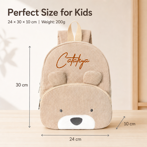<span class=keywords><strong>Zaino</strong></span> Personalizzato per Bambini in Età Prescolare, Borsa <span class=keywords><strong>Scuola</strong></span> con Animali Carini e Ricamo del Nome, <span class=keywords><strong>Zaino</strong></span> in Velluto a Coste per Asilo - Product Image 4