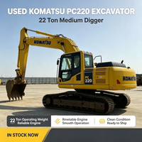 Excavatrice sur chenilles Komatsu PC220, 22 tonnes, hydraulique, moteur SAA6D107, d'occasion, japonaise, pour travaux de construction lourds