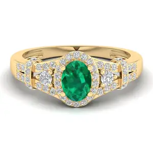 Timeless Moissanite and Emerald 925 Silver Ring Elegantly Designed Gemstone Jewelry Certified 10K 14K 18K Gold Jewelry Women