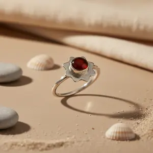 Bague en argent 925 avec pierre naturelle turquoise, fleur, pour femmes, plaquée rhodium, incrustation de pierres précieuses taillées, sertissage principal en rhodium - Product Image 2