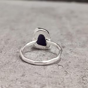 Anillo de Plata de Ley 925 con Amatista Natural, Piedra de Nacimiento de Febrero, Martillado, Hecho a Mano, para Navidad o Cumpleaños - Product Image 6