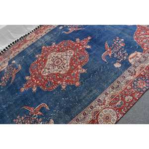 Classique Bleu Rouge Grand Tapis 7.3X11.2 ft PP Matériel Turc Rectangle Salon Tapis Latex Support Patchwork Couloir - Product Image 5