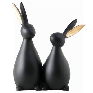 Estatua de conejo negro mate, estatuilla de conejito, escultura de Animal de resina para decoración del hogar, figurita, decoración de Pascua, escultura de conejitos - Product Image 1