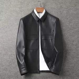 Nouveau style de mode en détresse veste en cuir hommes en peau d'agneau véritable vestes en cuir pour hommes - Product Image 1