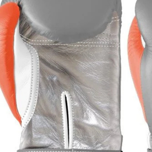 Gants de boxe professionnels en cuir gris orange blanc Velcro Poignet Entraînement Sparring Gants pour hommes et femmes - Product Image 4