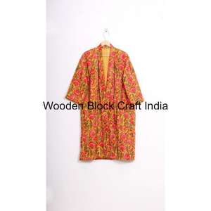 Chaqueta Acolchada de Invierno de Algodón Orgánico Hecha a Mano, Diseño Floral, Reversible, Cierre de Cinturón, Manga Larga, Ropa Casual para Mujer - Product Image 1