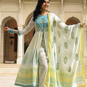 Nouveau pantalon long Anarkali kurti de créateur avec dupatta pour une tenue décontractée et de fête au prix le plus bas Matériau de qualité supérieure - Product Image 2