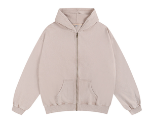 Sudadera con Capucha para Hombre, de Algodón y Poliéster, con Cierre Completo, Color Sólido, Teñido Liso, para la Temporada de Invierno - Product Image 2