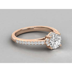 14K Gold Solitaire Round Diamond Ladies Brilliant Ring - Product Image 1