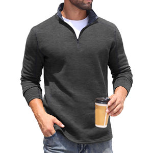 Modern Streetwear Regular Fit Quarter Zipper <b>Sweatshirt</b> Stand Collar <b>Zip</b> up Pullover Trendy Fashion Casual Outerwear <b>Sweatshirts</b> - Product Image 4