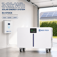 Batterie solaire au lithium 32 kWh 51,2 V 640 Ah pour maison familiale avec bande lumineuse LED et onduleur 15 kW pour maisonnette solaire - Stock UE