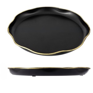 Black Luxury Design Wavy <b>Border</b> Aluminium Tray For Serving in Hotel Restaurants Wedding Home From India - Product Image 4