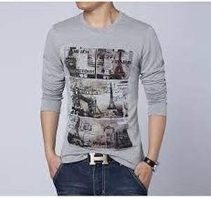 เสื้อยืดคอกลมแขนยาวสำหรับผู้ชายเสื้อยืดผ้าฝ้ายพิมพ์ฉลากตามสั่ง - Product Image 3