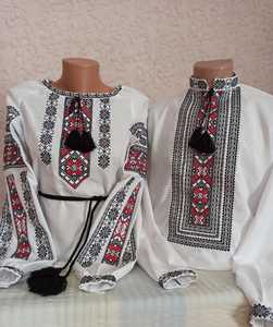 Conjunto de pareja, blusa y camisa bordadas ucranianas lavables ecológicas, aspecto familiar tejido para boda, regalo perfecto de Vishivanka - Product Image 4