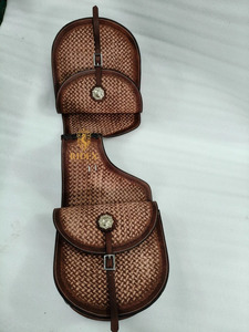 Sac de selle en cuir ADEEFA Western Full Basket Tooled pour cheval, pour la randonnée équestre, le camping et le stockage équestre en plein air, en provenance d'Inde - Product Image 3