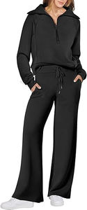 Ensemble 2 pièces pour femmes personnalisé vente en gros-Ensemble survêtement sweat-shirt et pantalon de survêtement - Product Image 2