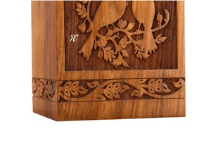 Rosewood Cremation Urn Handcrafted Wooden Memorial <b>Box</b> with Birds Memorial <b>Keepsake</b> Decorative Cremation Urn for Ashes - Product Image 5