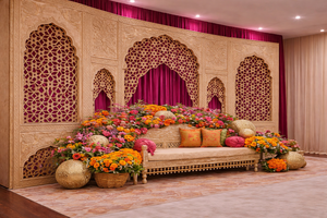 Mandap contemporain découpé au laser pour mariages abordables, mandap de mariage luxueux sculpté, construction légère en métal, Inde - Product Image 6