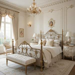 Estructura de Cama de Latón de Estilo Real Diseñada para Espacios de Dormitorio Grandes con Estilo Interior Vintage - Product Image 6