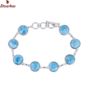 Pulsera clásica de piedras preciosas naturales Larimar de Plata de Ley 925 nueva de alta calidad para damas y niñas - Product Image 5