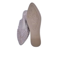 Tongs confortables pour femmes Moroccansoul, pour intérieur, mariages, printemps, été, automne, hiver, plage, avec dessus en tissu tanné brodé