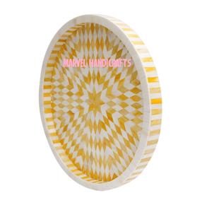 Bandeja de servicio artesanal de madera para decoración del hogar, utensilios de cocina de lujo para madre de perlas, regalo de cocina, bandejas de Ramadán árabe - Product Image 5