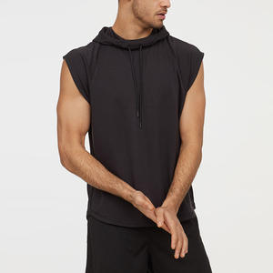 Vente en gros de sweat à capuche de sport sans manches en coton éponge pour hommes, sweats à capuche décontractés de sport à coupe sèche - Product Image 1