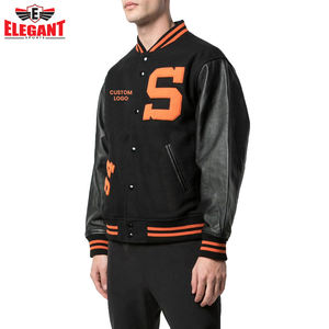 Leather Sleeve Varsity <b>Jackets</b> for <b>Men</b> Hot Selling OEM Wholesale Custom Logo Print Unique Style Outer Wear - Product Image 3